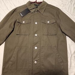 True Religion Military Jacket Men’s Size M Buddha Logo Army Green 