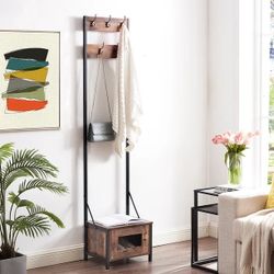 Entryway Coat Rack with Cabinets Door