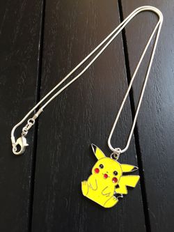 20” Silver Plated Necklace with Pokemon Pikachu Pendant