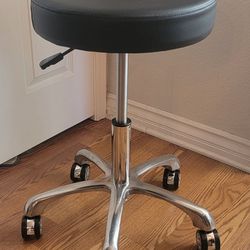 Black PU Leather Rolling Stool For Office Spa Tattoo Salon Medical Dentist Massage Clinic 