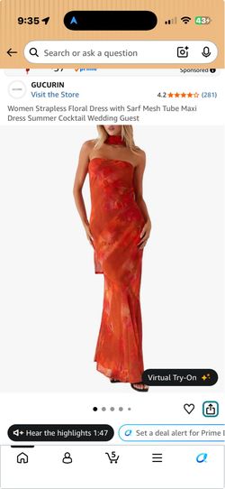 Women Strapless Floral Dress with Sarf Mesh Tube Maxi Dress (small)