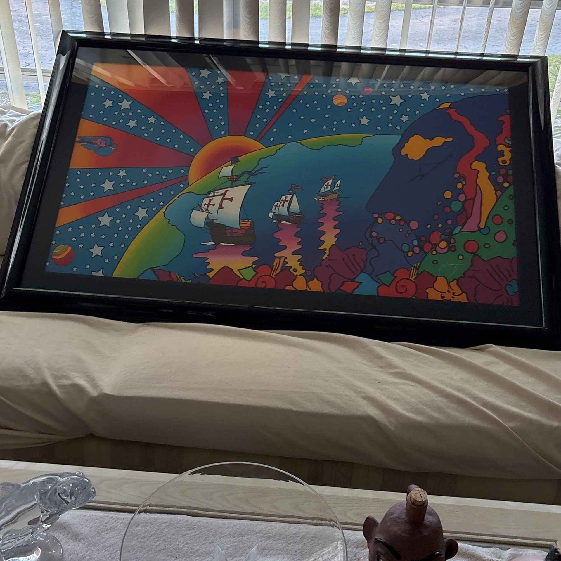 Large Peter Max Signed & Numbered 210/300 “Discovery 1(contact info removed) Serigraph With COA