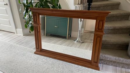 Large Vintage Solid Wood Framed Mirror – 56” Wide