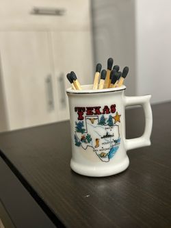 Vintage Texas Souvenir Mini Mug Match Holder