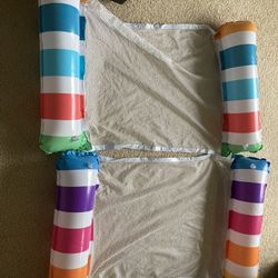 Patched - 2x Inflatable Air Hammock Pool Float Lounge Chairs ~42in