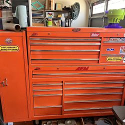 XXL Orange Drawer Toolbox Roller Cabinet w/ Hutch and Side Locker