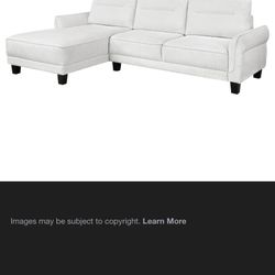 Caspian Upholstered Curved Arm Chaise Sectional Sofa White