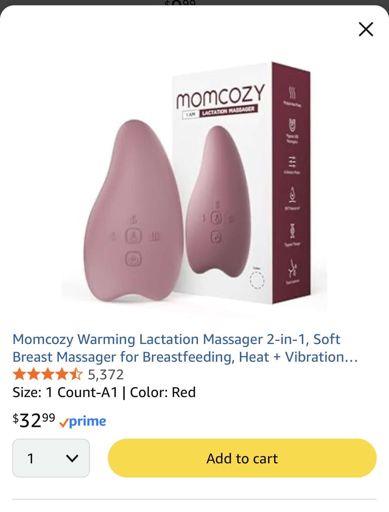 Momcozy Warming Lactation Massager 2-in-1, Soft Breast Massager for Breastfeeding, Heat + Vibration...
