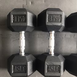 New Rubber Coated Hex Dumbbells 💪 (2x45Lbs) for $70 Firm on Price.