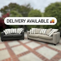Beautiful Beige and Gray Couch SOFA SET - 🚚 DELIVERY AVAILABLE 