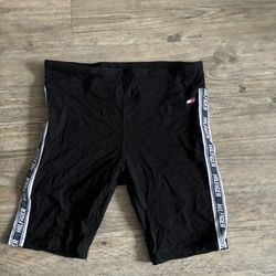 Tommy Hilfiger Black Bike Shorts with Branded Side Tape