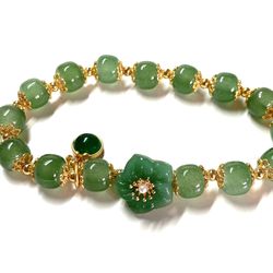 Gold Plated Jade Jadeite Bracelet Bead Beads Bangle 