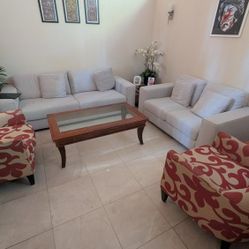 Living Room Furniture Set For Sale Solid Wood Tables Love Seat Couches Wingback Chairs 
