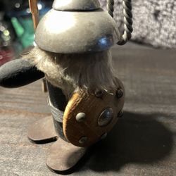 Small but FEIRCE Mcm vintage Danish or Swedish wooden Viking figurine, likely a "tomte" or gnome figure Wood Viking Troll Figurine 