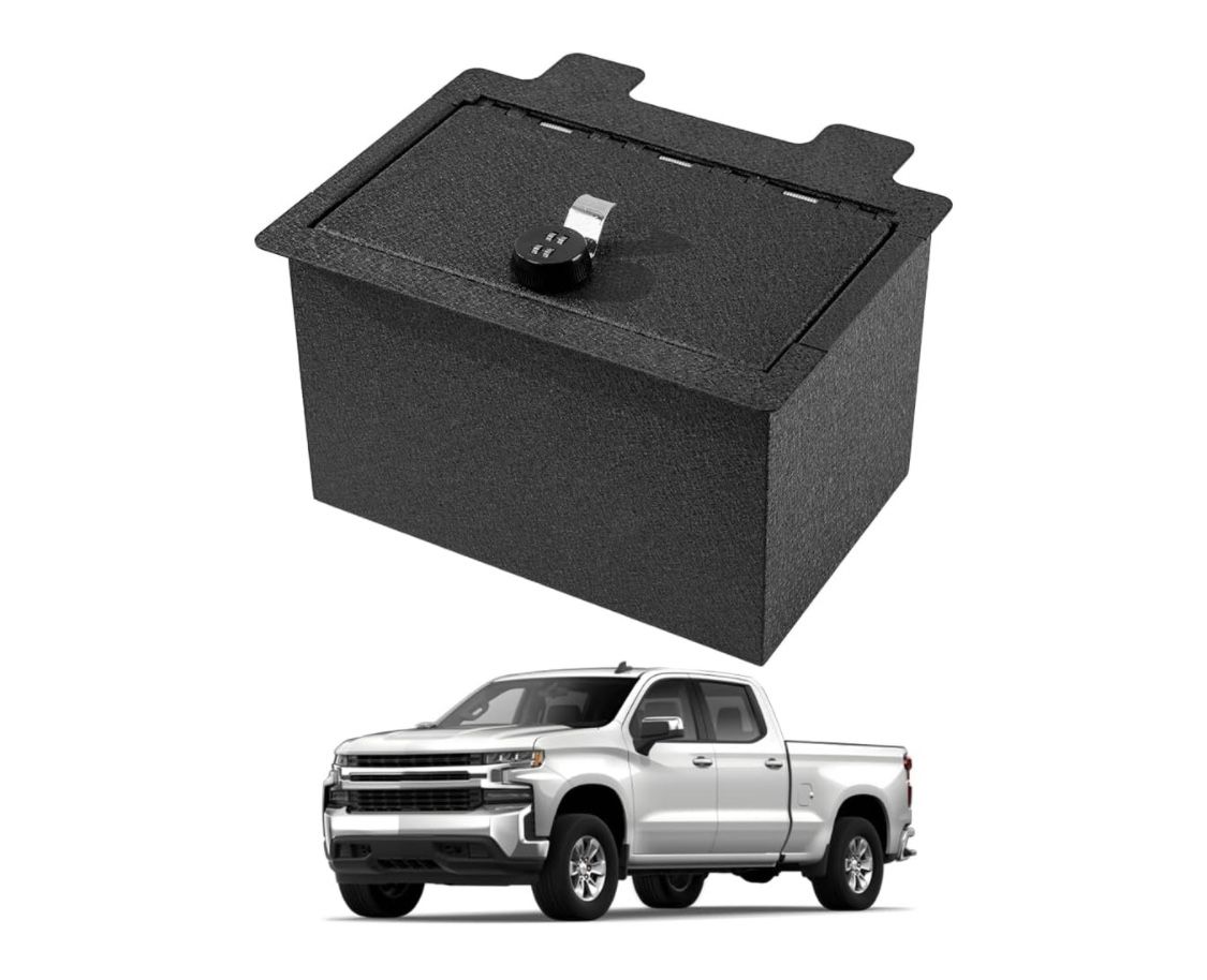 Center Console Safe Fit with 2019-2022 Chevy Silverado 1500/GMC Sierra 1500 and 2020-2023 Chevy Silverado/GMC Sierra 2500/3500 HD, 4-Digit Combo Lock,