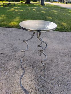 Vintage Cast Aluminum Side Table 27" H