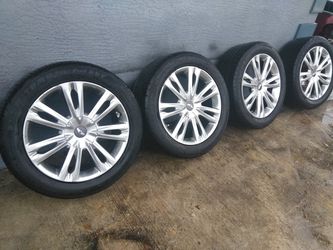 18" WHEELS AND TIRES FOR 2008 HYUNDAI GENESIS,TIRE SIZE ( 235/50/18), IN VERY GOOD CONDITION,MAY FIT DIFFERENT YEAR OR MODEL,PLEASE CALL OR TEXT