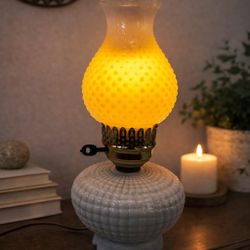Vintage Hobnail Milk Glass Table Lamp – Works – Classic Style
