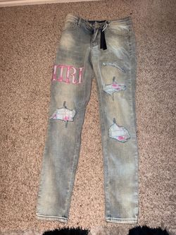 Amiri jeans size 29 pink blue
