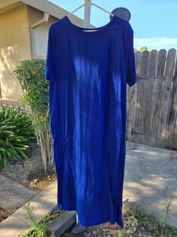 Womens plus size long blue dress