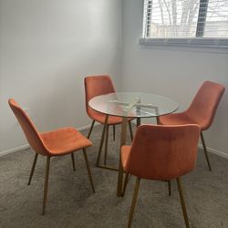 Glass Dining Table Set (Orange)