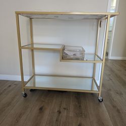 Gold Mirror Rolling Bar Serving Cart