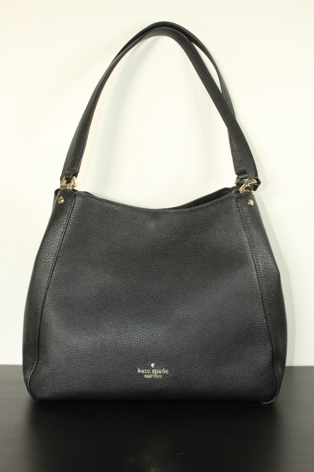 Kate Spade Leila Tote Bag Grained Leather Leather Black