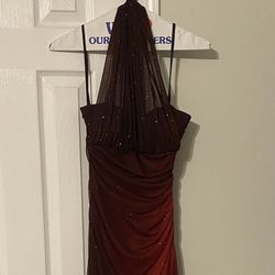 Red Ombré Mermaid Long Gown Ball Dress Glitter 