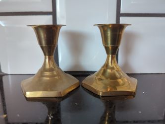 Solid Brass Candlestick Holder Set Made In India 2.5" Tall