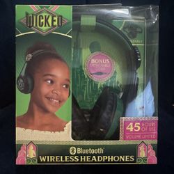 eKids Wicked Elphaba Bluetooth Headphones, Wireless Headphones with Microphone Includes Aux Cord 