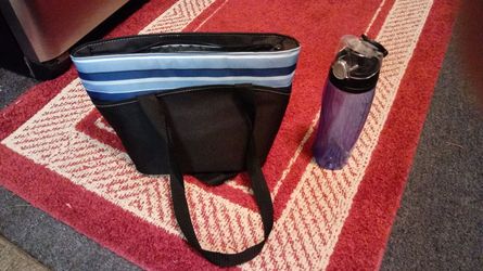 Small cooler with water bottle