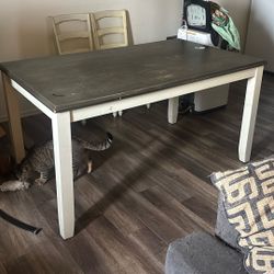 Free White/grey Table With 4 White Chairs/2 Brown Chairs. 