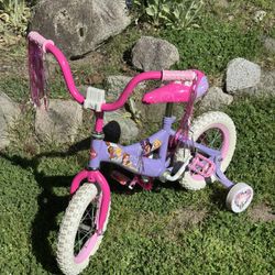 Huffy Disney Princess 12” Bike with training wheels and matching helmet