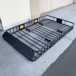 (NEW) $115 Universal Roof Rack 64x39 Inch Car Top Cargo Basket Carrier Extension Luggage Holder 150lbs Max