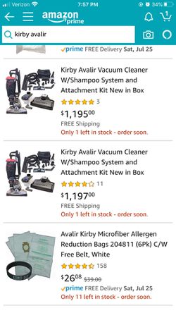  Kirby Avalir Vacuum Cleaner W/Shampoo System and Attachment  Kit New in Box