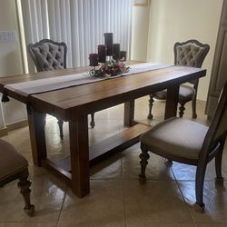 Dark Hardwood Dining Table Set