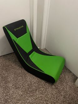 GTRACING Black & Green Faux Leather Floor Rocker Gaming Chair