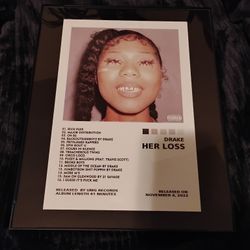 Drake Her Loss Album Photo Frame GLASS 11 inch x 14 inch 