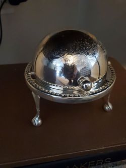 Vtg Silver-plated dome butter dush