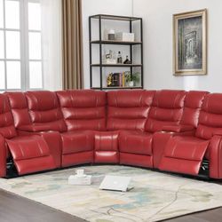 Rose Red Reclining Sectional Clearance Sale 