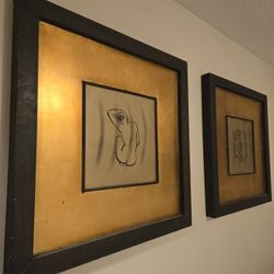 Gold Leaf Frame; Female Nude Painting 