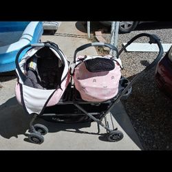 Joovy Double Stroller With Chico Carseat Inserts