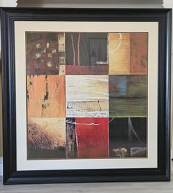 Large Framed Abstract Art – “Compartments I” – 48" x 46.5"