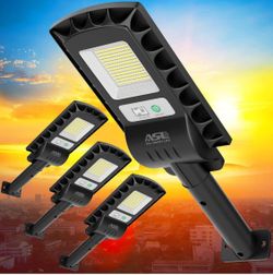 Solar Street Lights Outdoor Waterproof, 4-Pack 1000lm 180 LEDs, Solar Flood Light Dusk to Dawn, Solar Parking Lot Lights with Security Motion Sensor R
