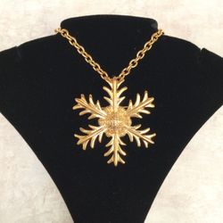 Napier Gold Snowflake Pendant  - (24” Chain) Converts to a Brooch