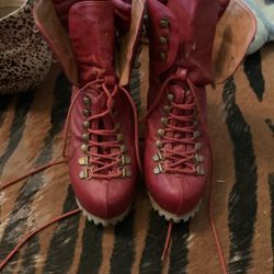 Red Jeffrey Campbell K2 Booties. Size 7.5   Little Wear And Tear But Not Bad. Super Cute Hiker Looking Boots. 