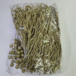 Tri Pack Golden Berry Golden Leaf and Golden Curly Willow Decoration Set of 3