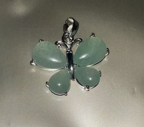Jade natural healing crystal butterfly Charm 