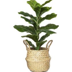 Brand New Artificial Fiddle Leaf Fig Tree Ficus Lyrata Faux Realistic 18 Leaves for Home, Floor, Shelf, Table, Office Indoor Décor with Boho Natural S