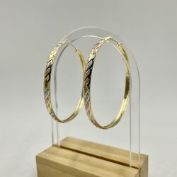 14KT TRI-COLOR GOLD HOOP EARRINGS 5.9GR